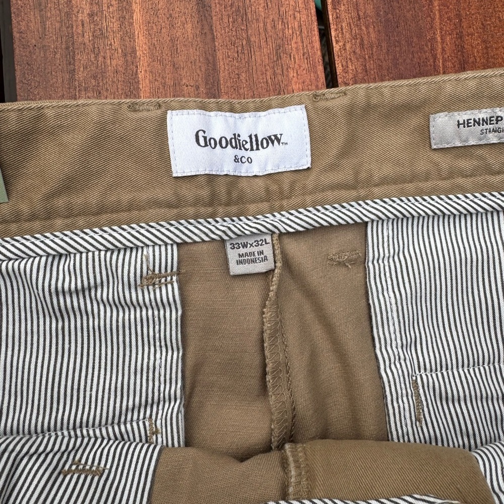 Goodfellow & Co Straight FIT CHINO PANTS  Men's KHAKI 33x32”L, NWT - Picture 12 of 12
